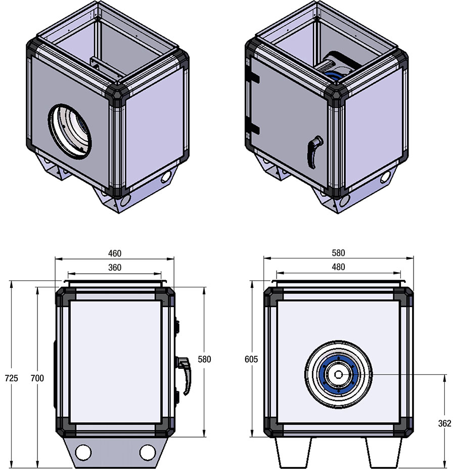 Ritning Kanal 250-3000EC dukstos